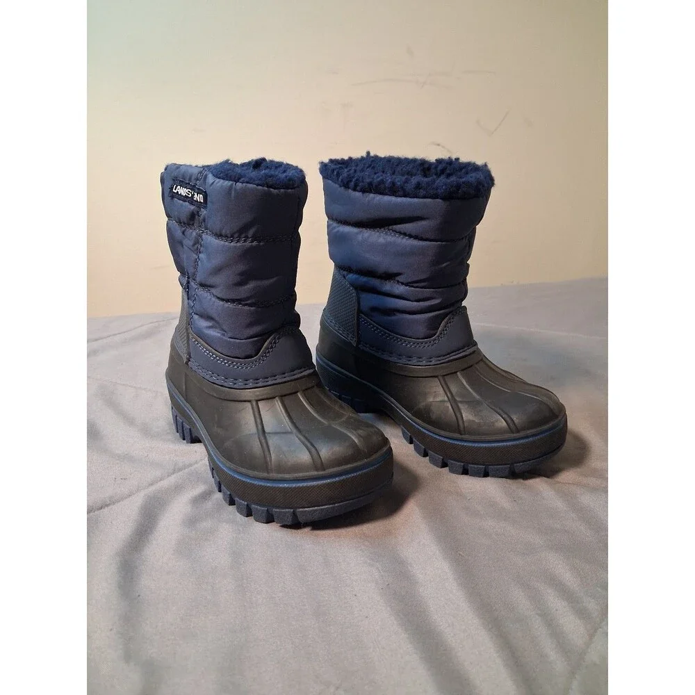 Lands' End Kids Winter Snow Boots Insulated Lined Blue